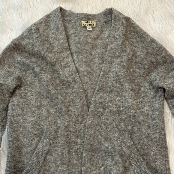 ACNE Studios Raya Mohair Cardigan Wool Blend Open Front Long Duster Sweater Gray - Picture 7 of 14